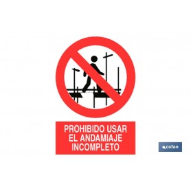▷ Cartel Prohibido andamios incompletos | Ferreidea