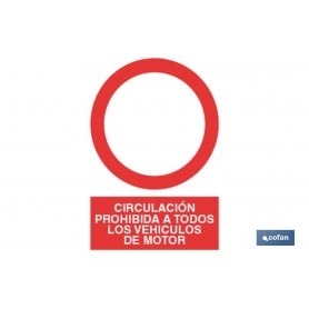 ▷ Cartel CIRCULACIÓN PROHIBIDA A TODOS LOS VEHÍCULOS DE MOTOR | Ferreidea