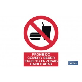 ▷ Cartel Prohibido comer y beber Imagen y Texto | Ferreidea