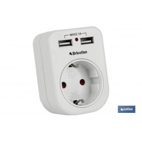 ▷ Adaptador Enchufe 1 toma frontal + 2 USB | Ferreidea