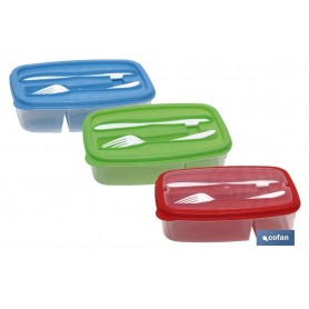 ▷ Fiambrera rectangular con cubiertos 1,5 L | Ferreidea