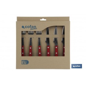 ▷ Pack 3 Cuchillos + 3 Tenedores Mod.Paprika Rojo | Ferreidea