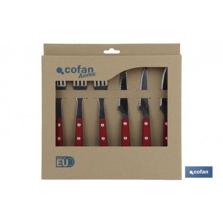 ▷ Pack 3 Cuchillos + 3 Tenedores Mod.Paprika Rojo | Ferreidea