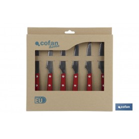 ▷ Pack 6 Cuchillos Chuleteros Rojo Mod.Paprika | Ferreidea