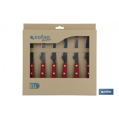 ▷ Pack 6 Cuchillos Chuleteros Rojo Mod.Paprika | Ferreidea