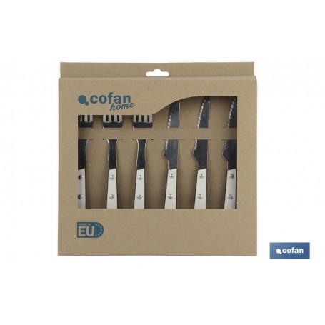 ▷ Pack 3 Cuchillos + 3 Tenedores Blanco Mod.Thyme | Ferreidea