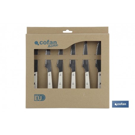 ▷ Pack 6 Cuchillos Chuleteros Blanco Mod.Thyme | Ferreidea