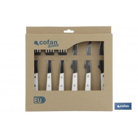 ▷ Pack 3 Cuchillos + 3 Tenedores Chuleteros Mod.Vittorio Blanco | Ferreidea