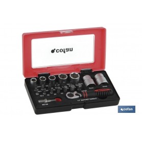▷ Set mini carraca, vasos y puntas 1/4" 23 pcs. | Ferreidea