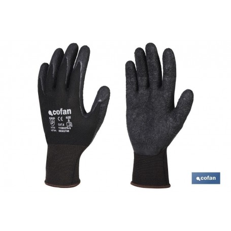 ▷ Guante soporte poliéster impregnado latex negro ✔️