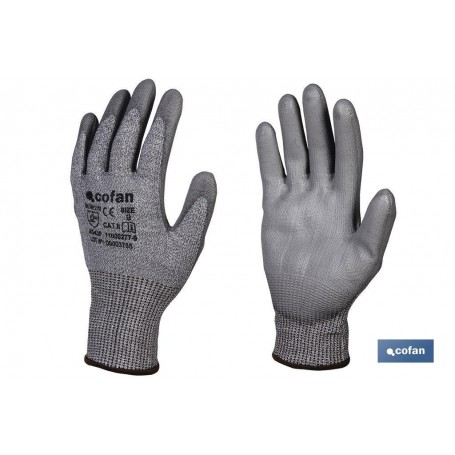 ▷ Guante anticorte impregnado Poli Uretano gris ✔️