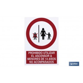 ▷ Señal Prohibido ascensor a menores 14 años | Ferreidea