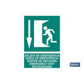 ▷ Pictograma salida de emergencia abajo luminiscente | Ferreidea