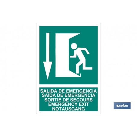 ▷ Pictograma salida de emergencia abajo luminiscente | Ferreidea