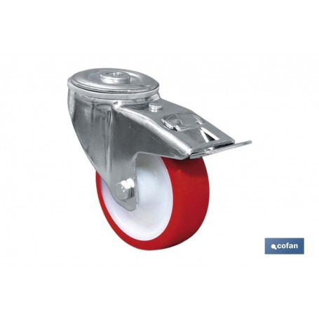 ▷ Ruedas Poliuretano Pasante/Freno | Ferreidea