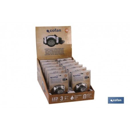 ▷ Expositor 12 uds Linterna Cabeza 19 led | Ferreidea