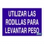 ▷ Cartel Utilizar las rodillas para levantar peso | Ferreidea