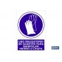 ▷ Señal Uso obligatorio de guantes para manipular hierro o chapa | Ferreidea