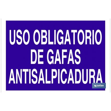 ▷ Cartel Uso obligatorio de gafas antisalpicadura | Ferreidea
