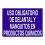 ▷ Cartel Uso obligatorio de delantal y manguitos en productos químicos | Ferreidea