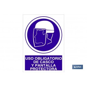▷ Señal Uso obligatorio de casco y pantalla protectora | Ferreidea