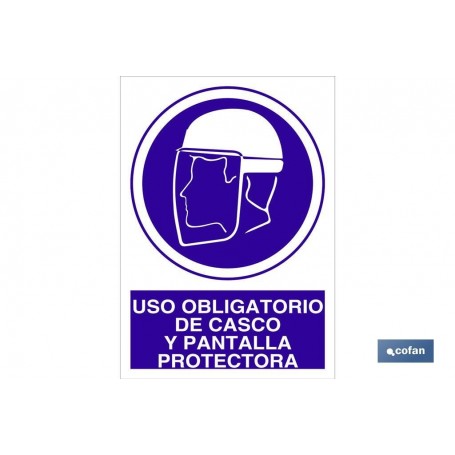 ▷ Señal Uso obligatorio de casco y pantalla protectora | Ferreidea