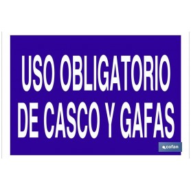 ▷ Cartel Uso obligatorio de casco y gafas | Ferreidea