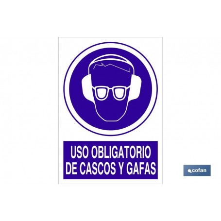 ▷ Señal Uso obligatorio de cascos y gafas | Ferreidea