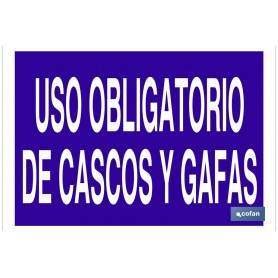 ▷ Cartel Uso obligatorio de cascos y gafas | Ferreidea