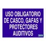 ▷ Cartel Uso obligatorio de casco, gafas y protectores auditivos | Ferreidea