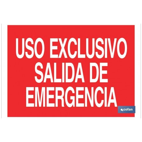 ▷ Cartel Uso Exclusivo Salida de Emergencia | Ferreidea