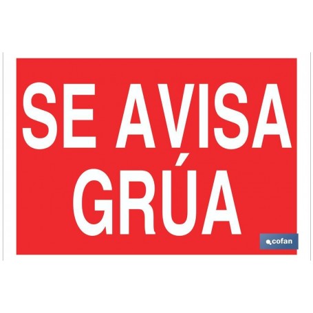 ▷ Cartel Se avisa grúa Color Rojo | Ferreidea