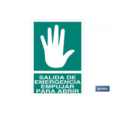 ▷ Cartel Salida de Emergencia Empujar para Abrir | Ferreidea