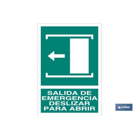 ▷ Cartel Salida de Emergencia Deslizar Izquierda para Abrir | Ferreidea