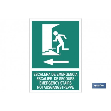 ▷ Cartel escalera de emergencia derecha luminiscente Verde | Ferreidea