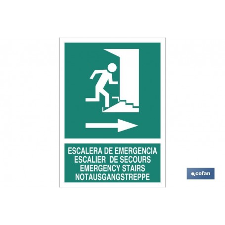 ▷ Pictograma escalera emergencia derecha luminiscente | Ferreidea