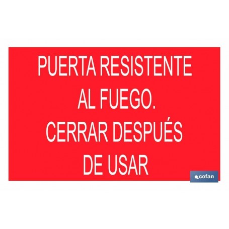 ▷ Cartel Puerta resistente al fuego. Cerrar después de usar | Ferreidea
