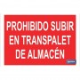 ▷ Cartel Prohibido subir en el transpalet de almacén Rojo | Ferreidea