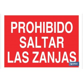 ▷ Cartel Prohibido Saltar las Zanjas Color Rojo | Ferreidea