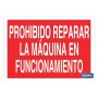 ▷ Cartel Prohibido reparar la máquina en funcionamiento Rojo | Ferreidea