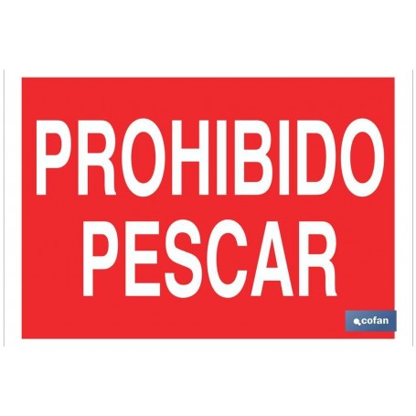 ▷ Cartel Prohibido pescar Rojo | Ferreidea