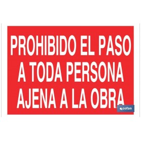 ▷ Cartel Prohibido el paso a toda persona ajena a la obra | Ferreidea