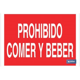 ▷ Cartel Prohibido comer y beber Color Rojo | Ferreidea