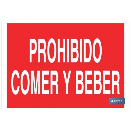 ▷ Cartel Prohibido comer y beber Color Rojo | Ferreidea