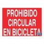 ▷ Cartel Prohibido circular en bicicleta color Rojo | Ferreidea