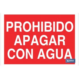 ▷ Cartel Prohibido apagar con agua | Ferreidea