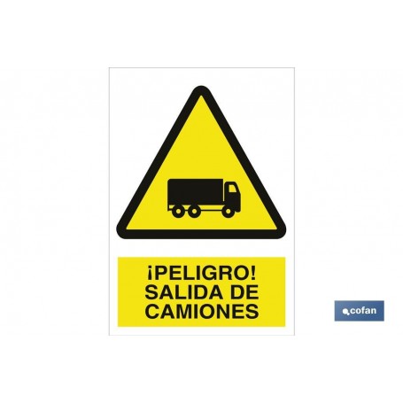 ▷ Cartel ¡Peligro! salida de camiones | Ferreidea