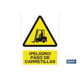 ▷ Cartel ¡Peligro! paso de carretillas | Ferreidea
