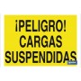 ▷ Cartel ¡Peligro! cargas suspendidas con texto | Ferreidea