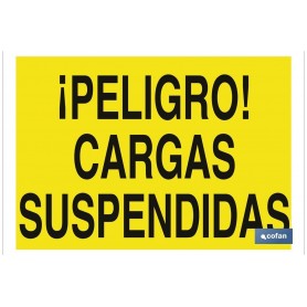 ▷ Cartel ¡Peligro! cargas suspendidas con texto | Ferreidea
